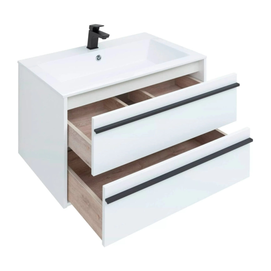 Тумба с раковиной подвесная Aquanet Lino 80 белая - фото 2