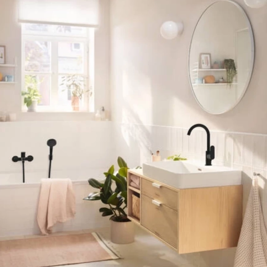 Смеситель для раковины Hansgrohe Rebris S 72536670, черный - фото 1