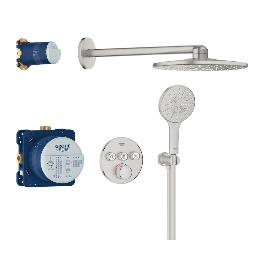 Душевой комплект Grohe Grohtherm SmartControl 34863DC0 сталь с термостатом - фото 1