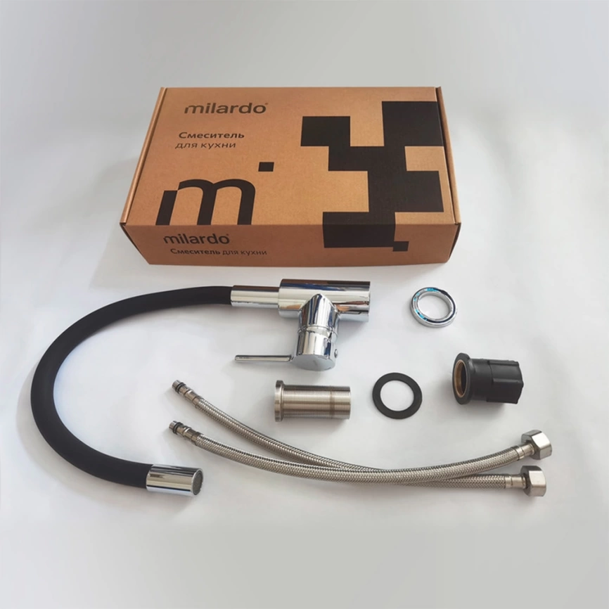 Смеситель для кухни Milardo Meal M01SB0FM05 с гибким изливом хром-черный - фото 2