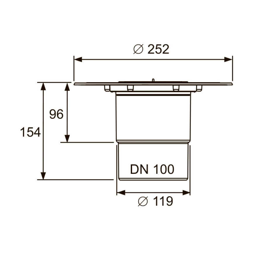 Сифон для душевого трапа Tece drainpoint S 3607600, вертикальный DN 100 - схема