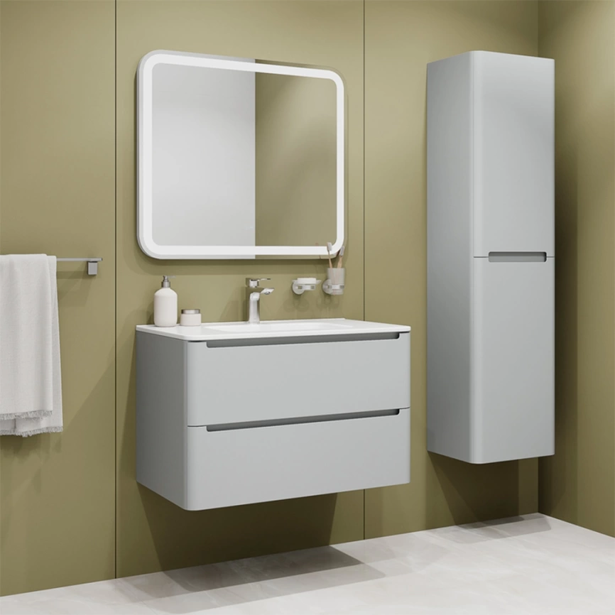 Тумба с раковиной подвесная Iddis Edifice 80 EDI80L0i95K серый светлый - фото 8