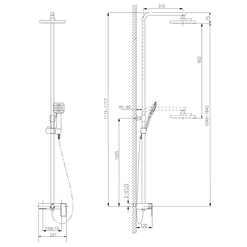 Душевая стойка Lemark Tropic LM7005C, хром - схема