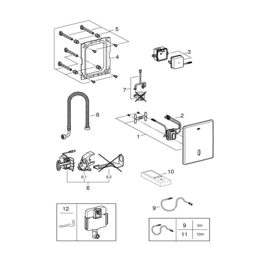 Панель смыва для унитаза сенсорная Grohe Tectron Skate 38698SD1 питание от сети 230 В - комплектация