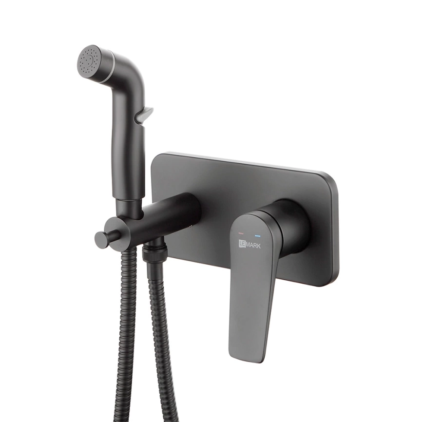 Смеситель с гигиеническим душем Lemark Bronx LM3720BL встраиваемый, черный