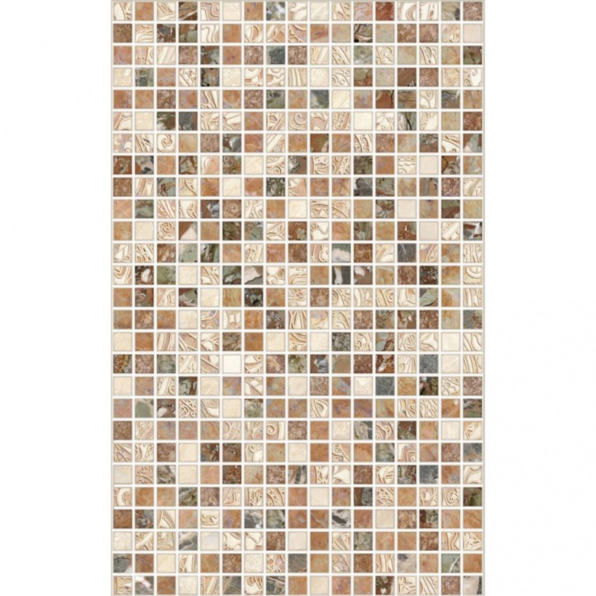 Керамическая плитка настенная 25x40 М-Квадрат Мозаика Нео коричневая темная