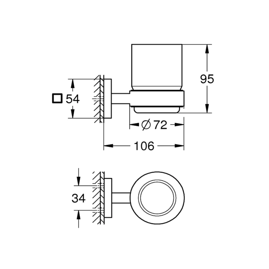 Подстаканник для зубных щеток Grohe Start Cube 41097DC0 сталь - схема