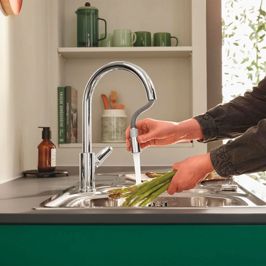 Смеситель для кухни Grohe BauCurve 30547000 с вытяжным изливом, хром - фото 5