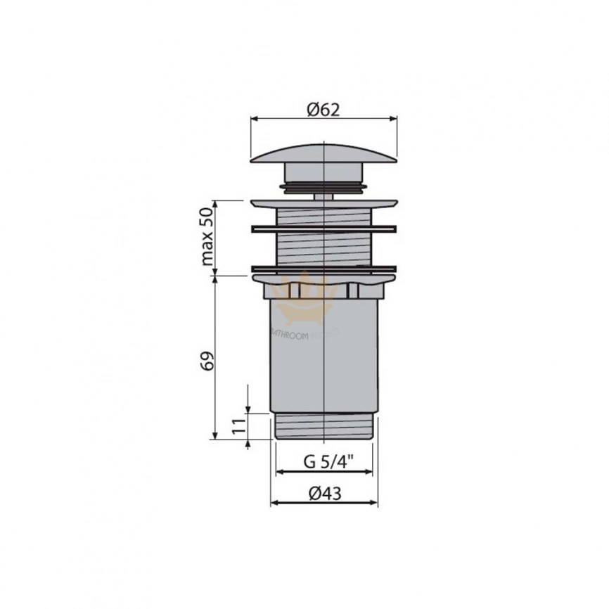 Донный клапан для раковины Alcaplast A395, click-clak с большой крышкой, хром - схема