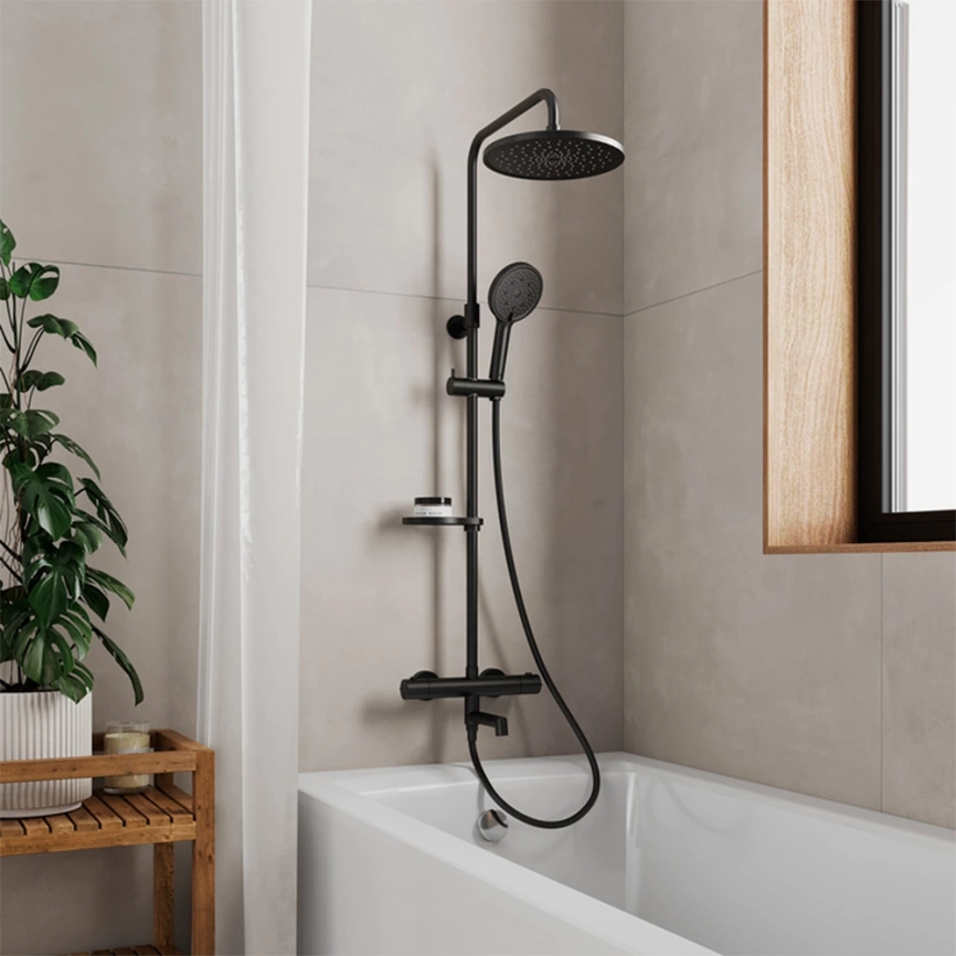 Душевая стойка Milardo Ideal Spa ILSBLTHM06 с термостатом, черный - фото 1