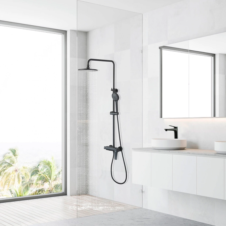 Душевая стойка Lemark Bronx LM3760BL, черная - фото 1