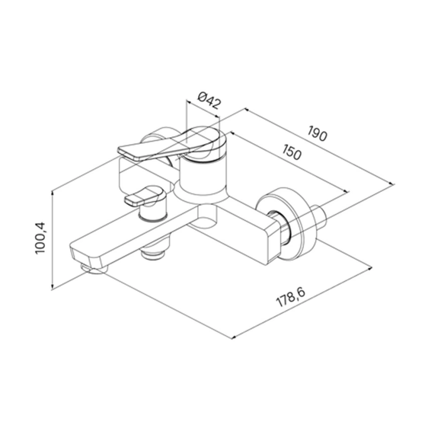 Смеситель для ванны Iddis Parker PARBL02i02WA, черный - схема