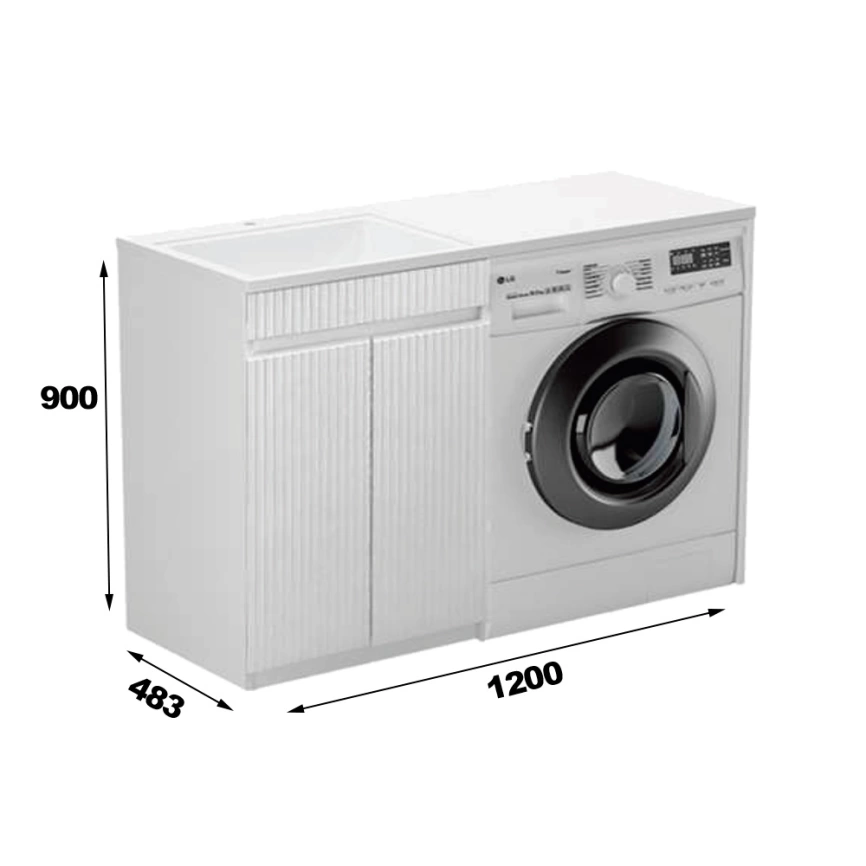 Тумба с раковиной напольная Волна 120Н левая, белая - схема