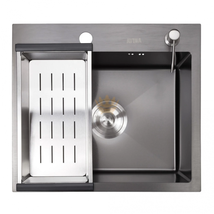 Мойка кухонная Avina HM 50x45 из нержавеющей стали врезная, чёрная - фото 1