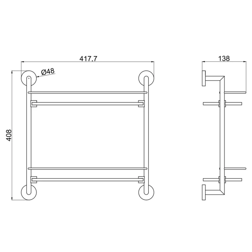 Полка в ванную стеклянная двойная Allen Brau Priority 6.31015-GB золото - схема