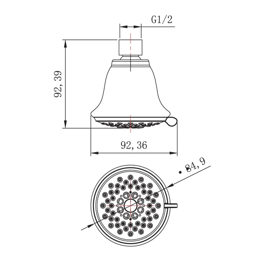 Лейка для верхнего душа Lemark LM8043C, хром - схема