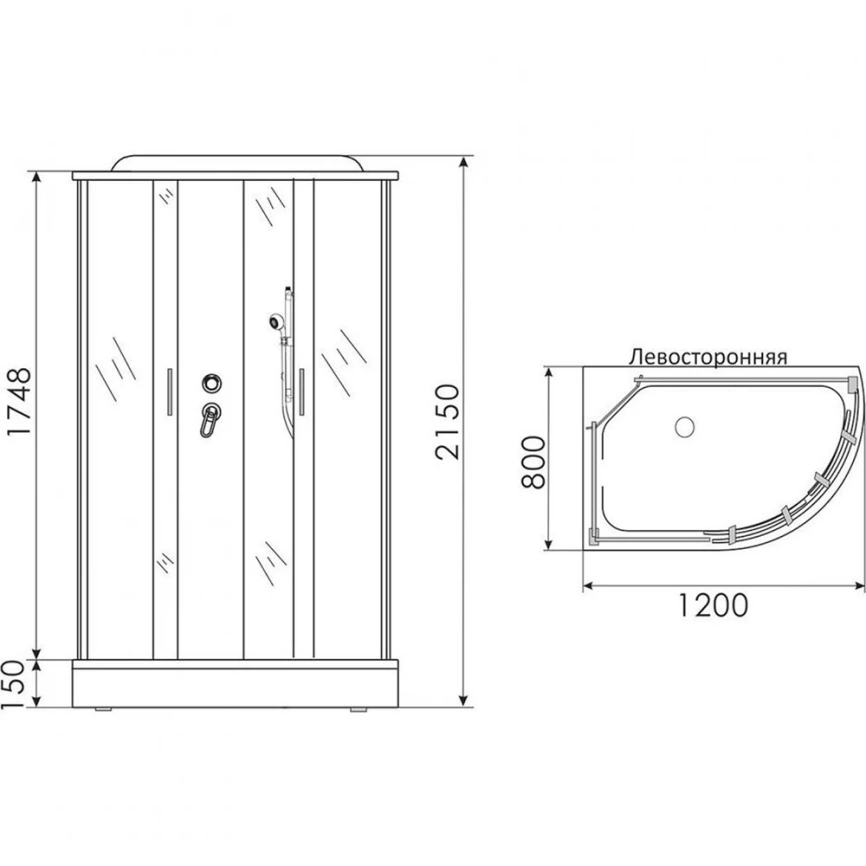 Душевая кабина 120x80 Erlit ER3512PL-C4-RUS левая тонированное стекло с низким поддоном - схема