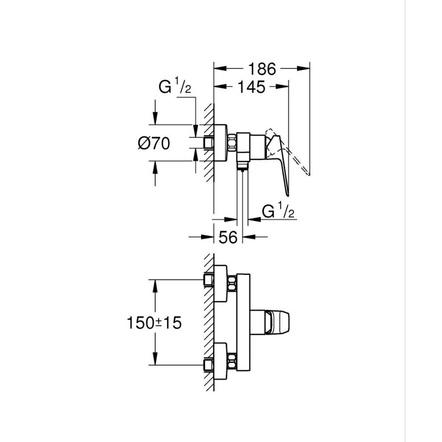 Смеситель для душа Grohe Cubeo 1018240000 хром - схема