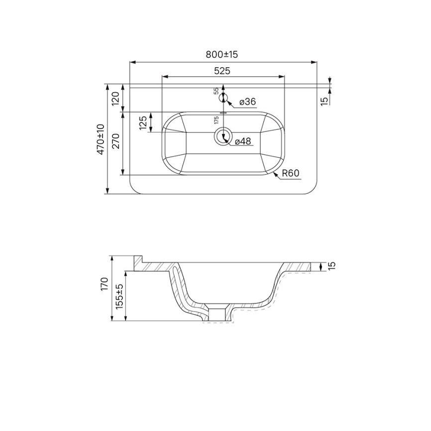 Тумба с раковиной напольная Iddis Edifice 80 EDI80WFi95K белая - схема раковины