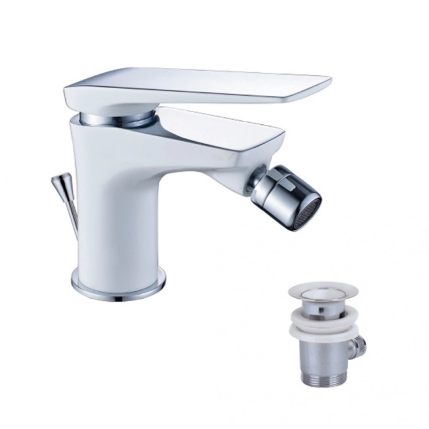 Смеситель для биде Lemark Allegro LM5908CW, белый/хром с донным клапаном - фото 1