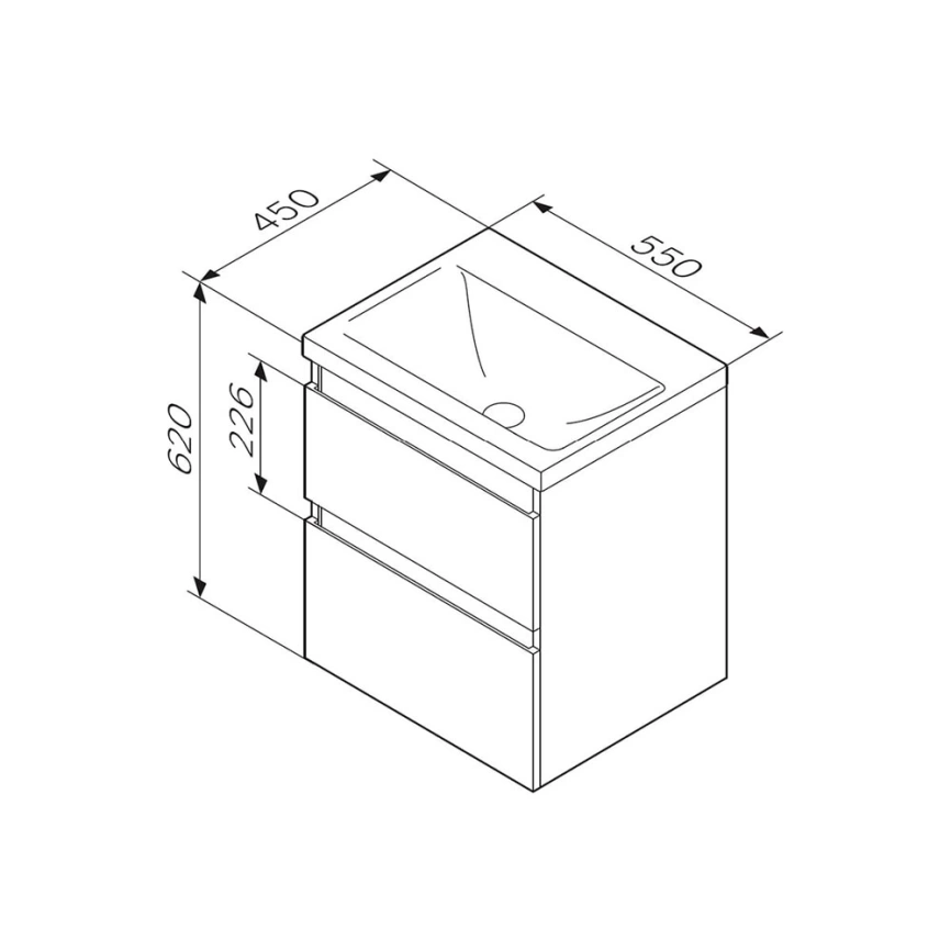 Тумба с раковиной подвесная AM.PM X-Joy 55, черная - схема