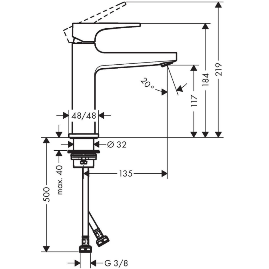 Смеситель для раковины Hansgrohe Metropol 325079900, золото - схема
