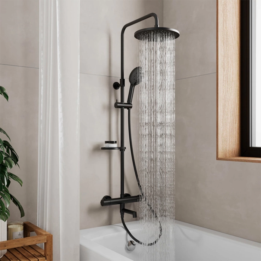 Душевая стойка Milardo Ideal Spa ILSBLTHM06 с термостатом, черный - фото 2