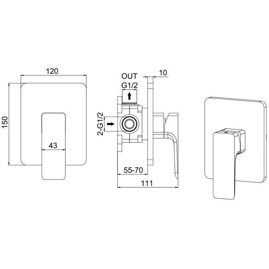 Смеситель для душа Allen Brau Infinity X1 5.21015-31 черный - схема
