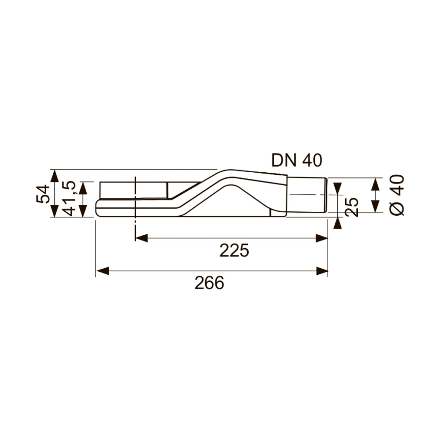 Сифон для душевого лотка Tece drainline 650004 низкий горизонтальный DN 40, боковой слив - схема