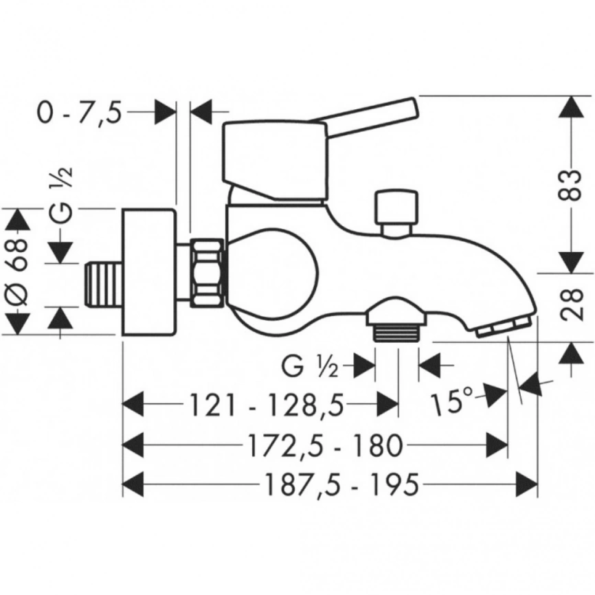 Смеситель для ванны Hansgrohe Talis S 32420000, хром - схема