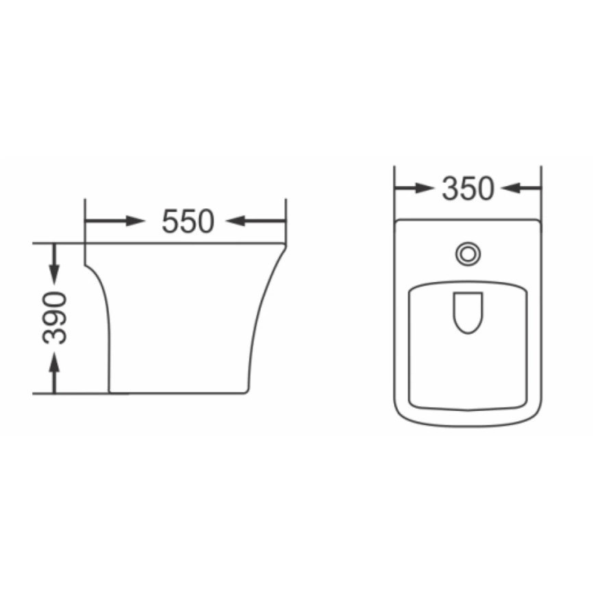 Биде напольное Gromix GM-1815, белое - схема