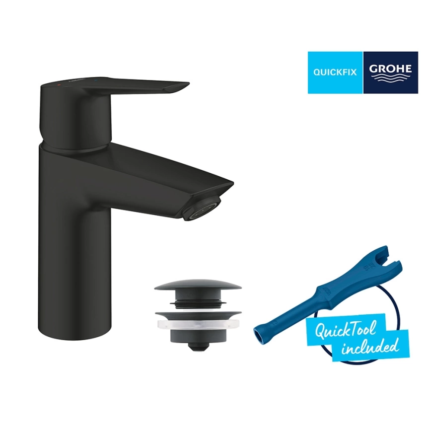 Смеситель для раковины Grohe Start 235512432 с донным клапаном, черный - фото 4