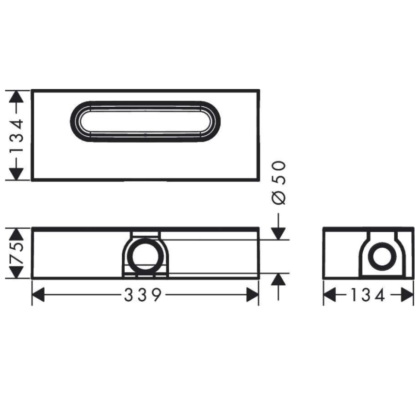 Скрытая часть сифона Hansgrohe uBox Universal 01001180 - схема