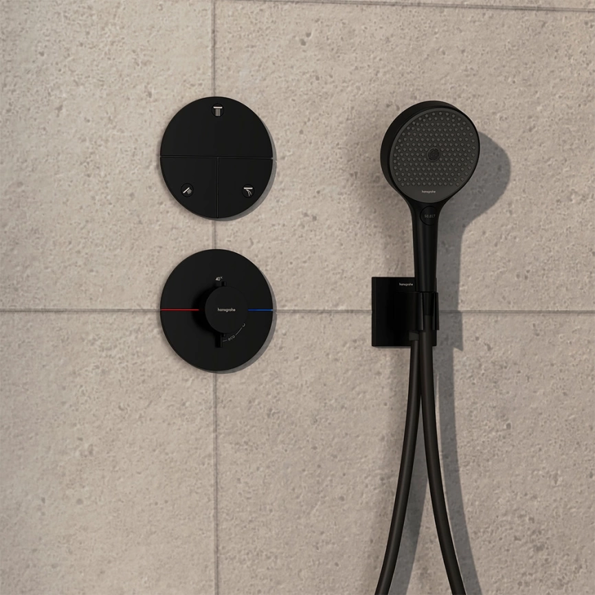 Смеситель для душа Hansgrohe ShowerSelect Comfort S 15559670 с термостатом черный - фото 1