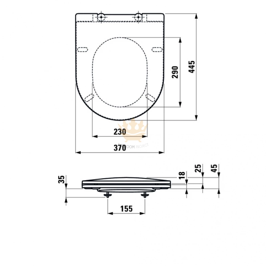 Унитаз подвесной Laufen Pro New Rimless с сиденьем 820966 схема сиденье
