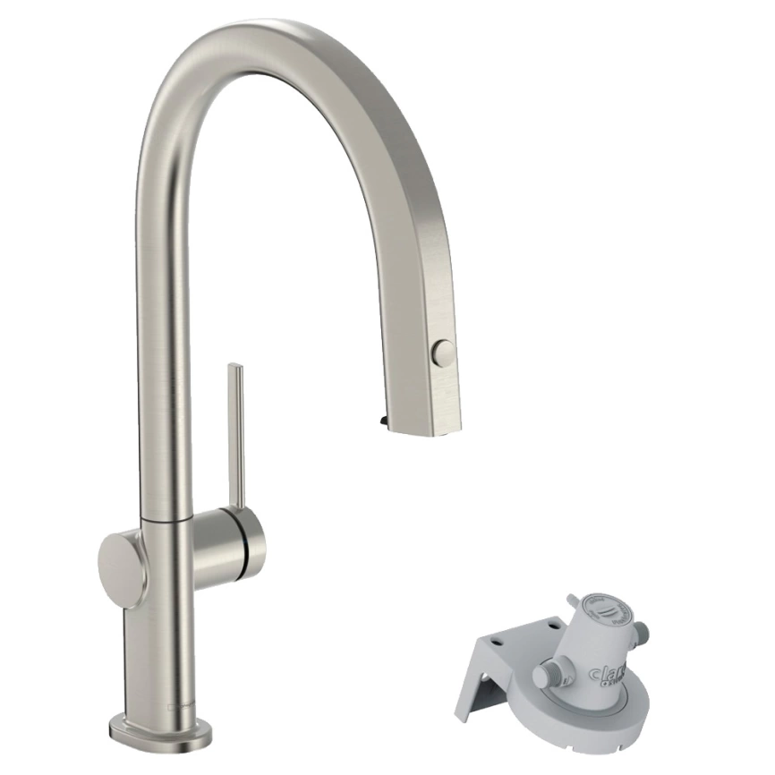 Смеситель для кухни Hansgrohe Aqittura M91 76826800 с вытяжным душем сталь - фото 1