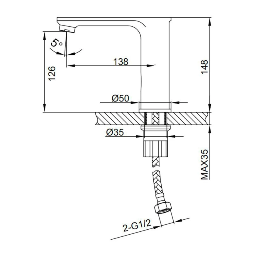 Смеситель для раковины сенсорный Hans H108.01, хром - схема