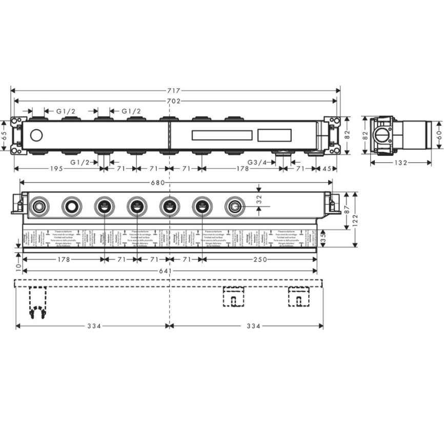 Скрытая часть для смесителя Hansgrohe RainSelect 15313180 - схема