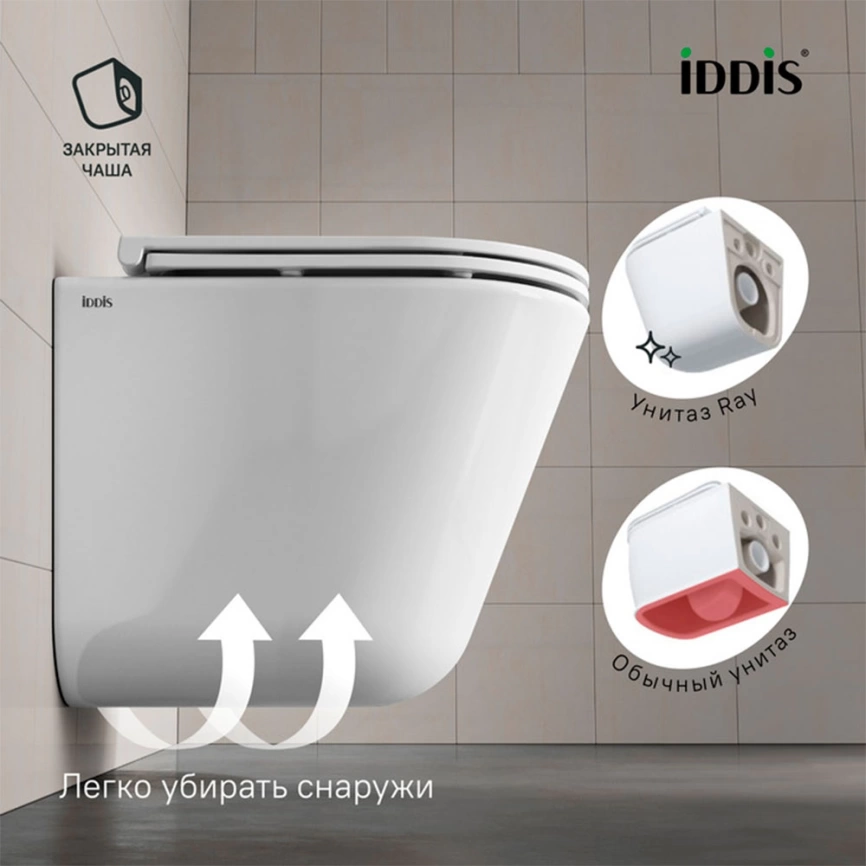 Унитаз подвесной Iddis Ray RAYRDSEi25 безободковый с сиденьем - фото 7