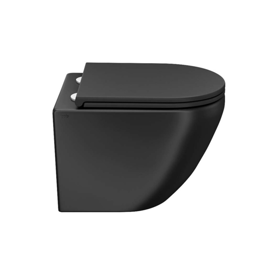 Унитаз подвесной безободковый Iddis Blanco BLAR3BMi25 с сиденьем, черный - фото 3