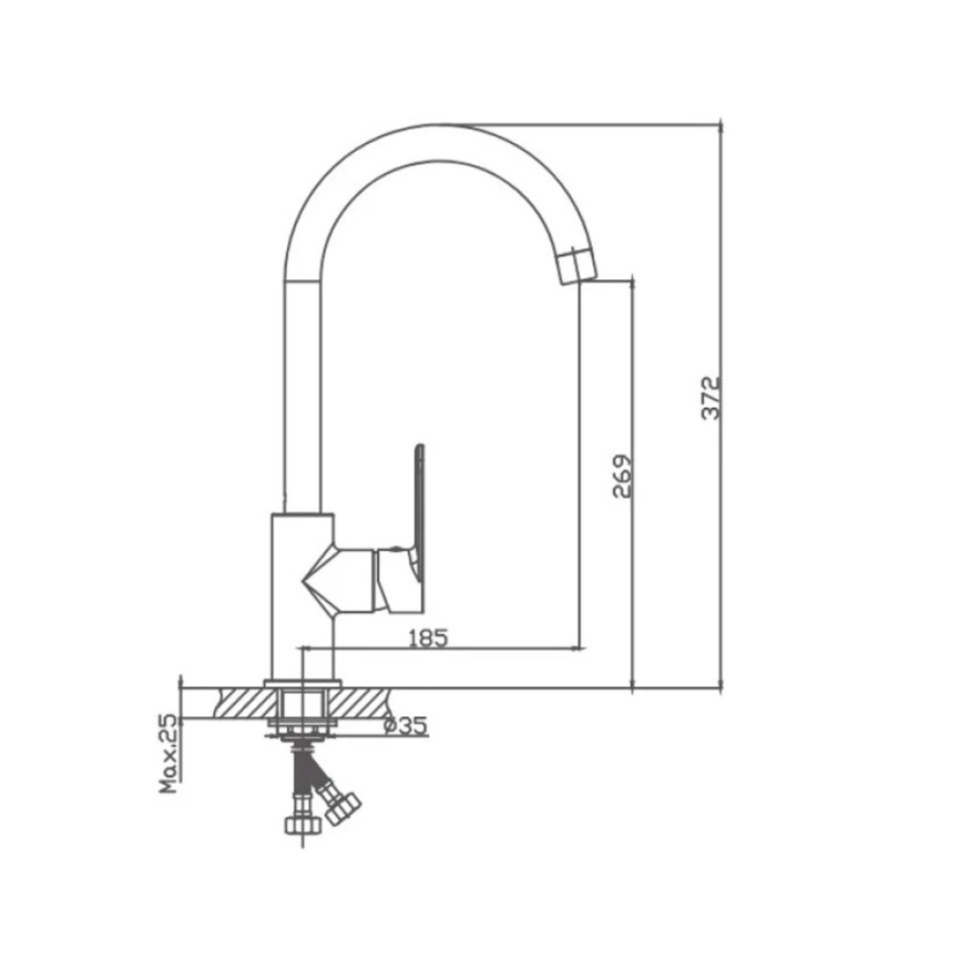 Смеситель для кухни Haiba HB70617 хром - схема