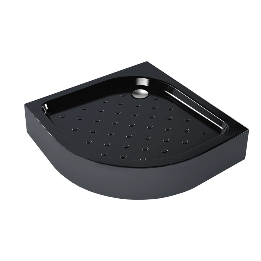 Душевой уголок 80x80 Метакам Classic Black N полукруглый с низким поддоном, прозрачное стекло - фото 3