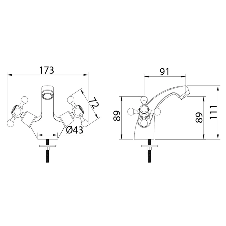 Смеситель для раковины Milardo Duplex DUPSB01M01 хром - схема