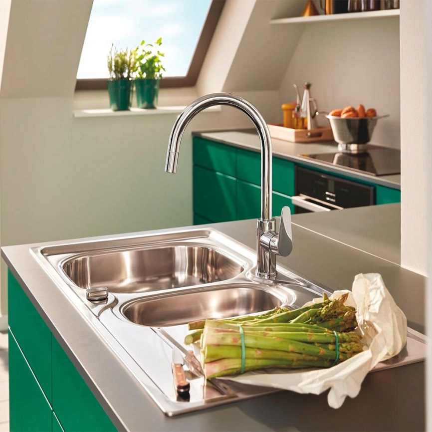 Смеситель для кухни Grohe BauCurve 30547000 с вытяжным изливом, хром - фото 4