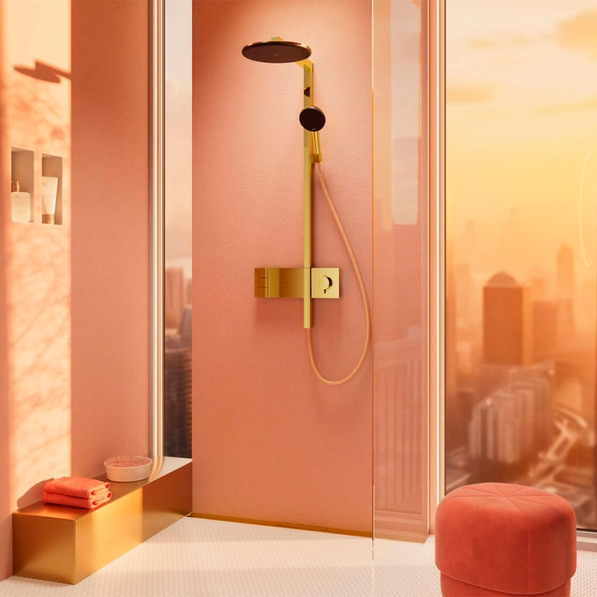 Душевая стойка Hansgrohe Raindance Alive S 24596990 с термостатом золото - фото 1