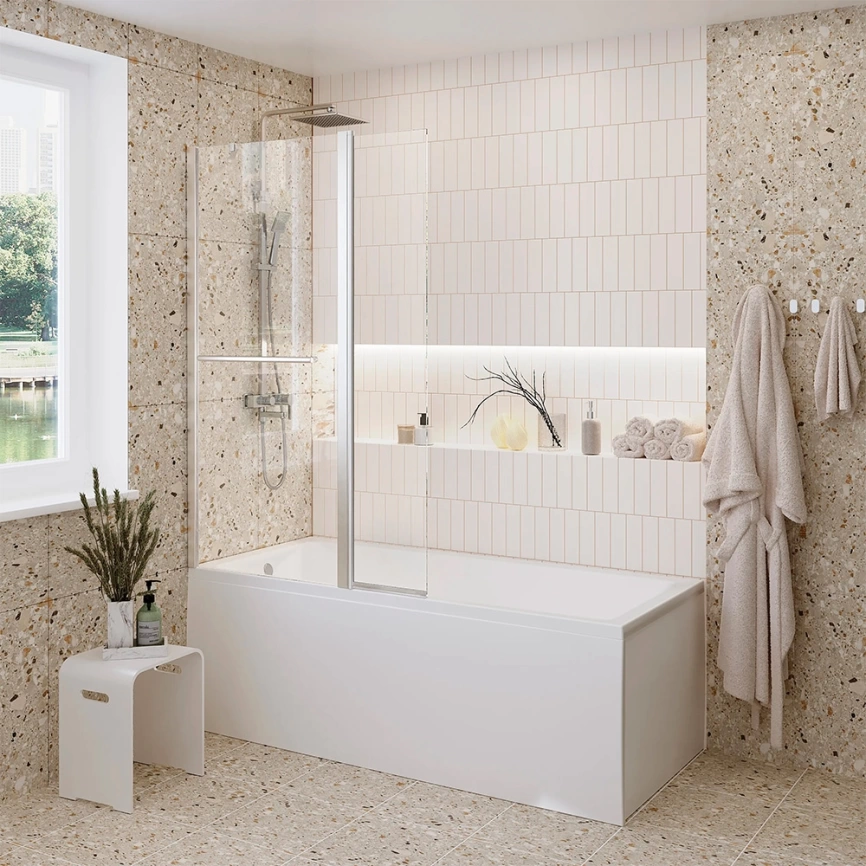 Штора на ванну из стекла 1Marka P-07 95x150 прозрачная - фото 3