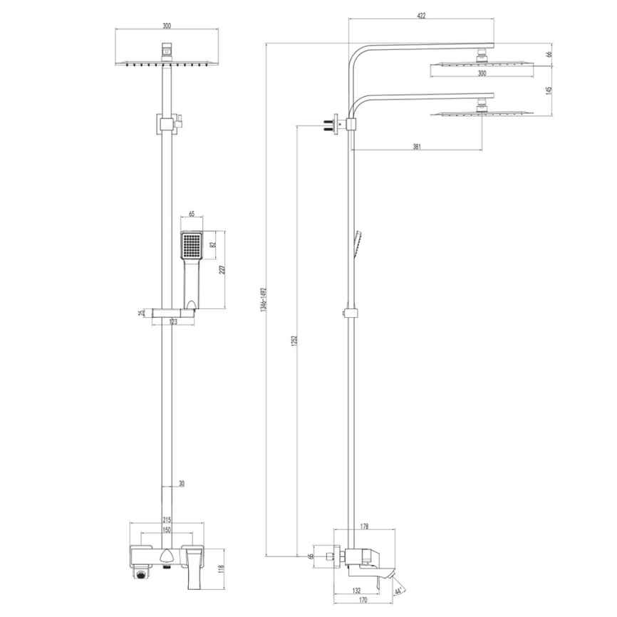 Душевая стойка Lemark Unit LM4562C, хром - схема
