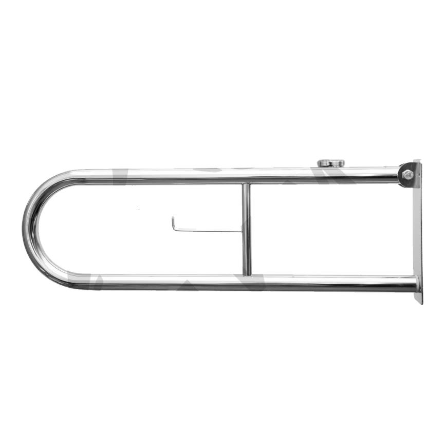 Поручень настенный для МГН Олимп 700x230 откидной с держателем для бумаги и магнитным фиксатором