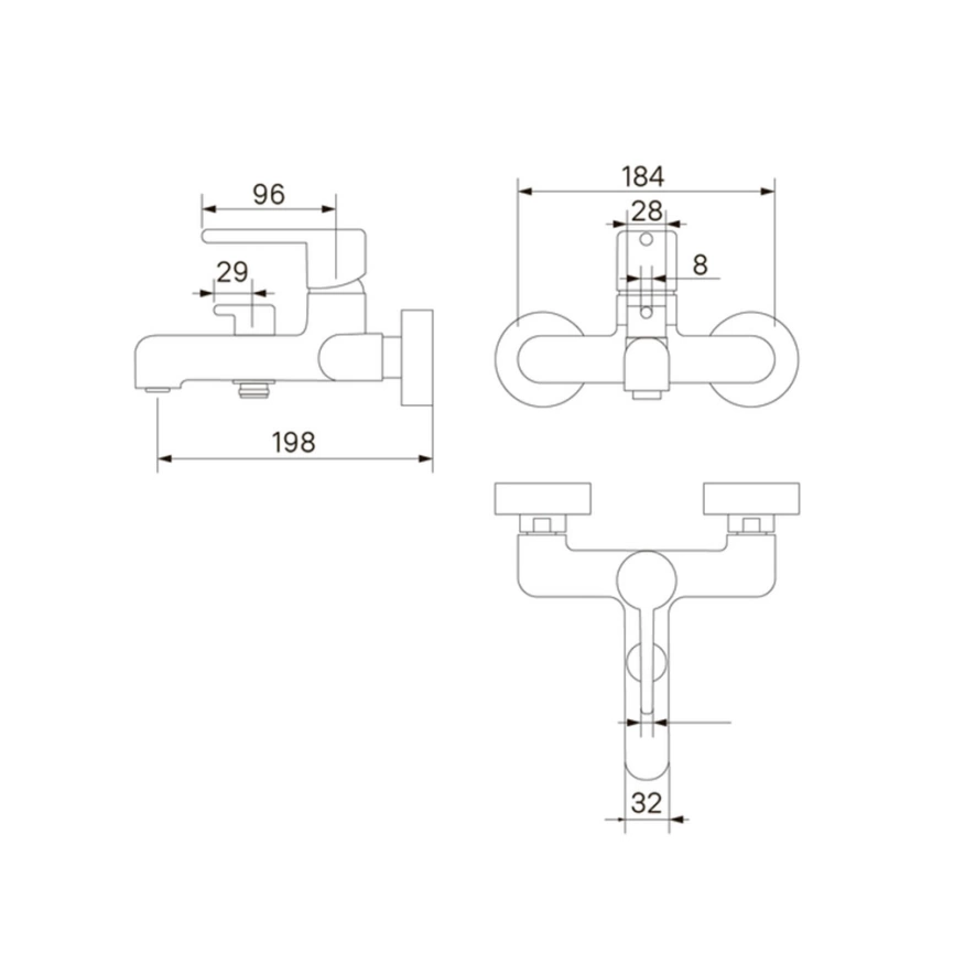 Смеситель для ванны Iddis Aiger AIGMG00i02WA, золотистый - схема