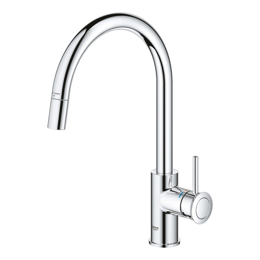 Смеситель для кухни Grohe BauClassic 30573000 с вытяжным изливом, хром - фото 1